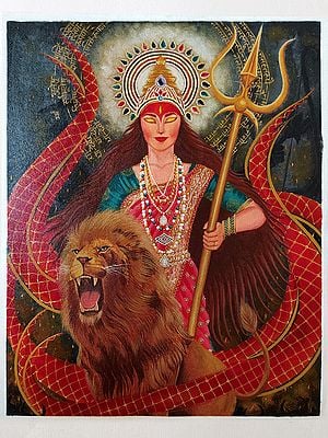 Sherawali Maa Painting by Sneha Singh | Acrylic on Canvas