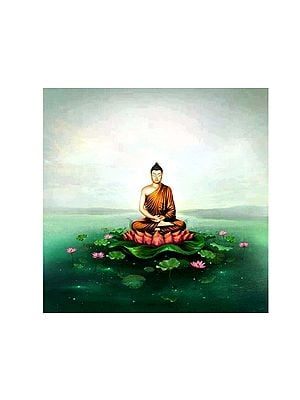 Buddha Meditating on Lotus | Oil Painting by  Jagriti Sharma