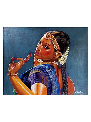Bharatnatyam Dancing Lady | Acrylic Painting on Canvas by Arun Kumar