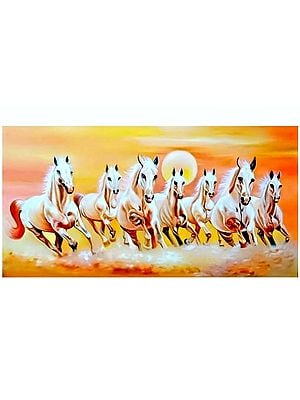 Seven Running Horses (Symbolize The Strength and Success) | Painting by Anjali
