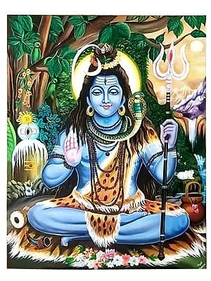 Blessing Shiva | Acrylic on Canvas Painting by Anjali