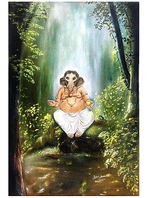 Bal Ganesha | Oil Painting on Canvas | Amit Suthar