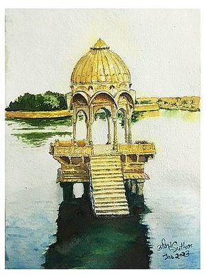 Gadisar Lake | Water Color Painting | Amit Suthar