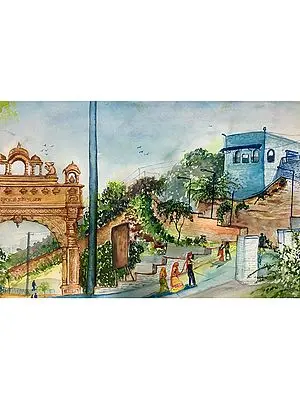 Jwalamukhi Devi Temple Mehrangarh | Water Color Painting | Amit Suthar