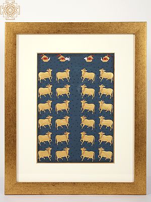 Gopashtami | Festival of Cows | Watercolor Painting on Paper | With Frame