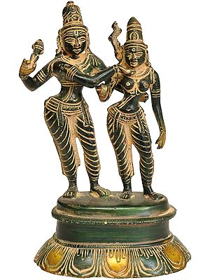 5" Dancing Lord Shiva Parvati Brass Statue | Handmade