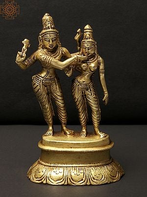 5" Dancing Lord Shiva Parvati Brass Statue | Handmade