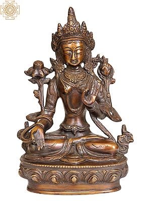 8" White Tara, Divinity On Her High Brow In Brass | Handmade | Made In India