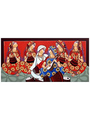 Bengal Musical Scene Acrylic Painting on Canvas | Sekhar Roy