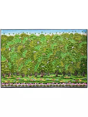 Dheeraj Munot's Pichhwai Art: Lush Forest with Animals