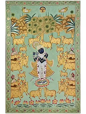 Pichwai Painting of Shrinathji by Dheeraj Munot | Cotton Artwork