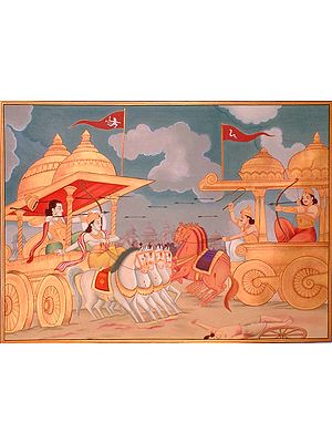 Arjuna Battles Karana at Kurukshetra