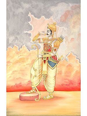 Arjuna Blowing His Conch on the Battlefield of Kurukshtra