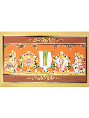 Garuda and Hanuman Paying Obeisance to the Emblems of Lord Vishnu