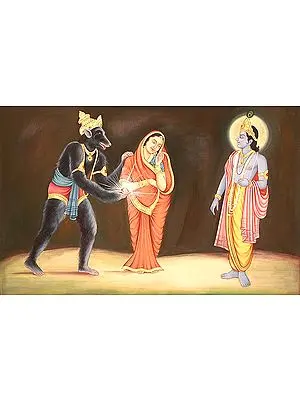 Jambavant Offers His Daughter and Shyamantaka Gem to Shri Krishna (Shrimad Bhagavata Purana 10.57)