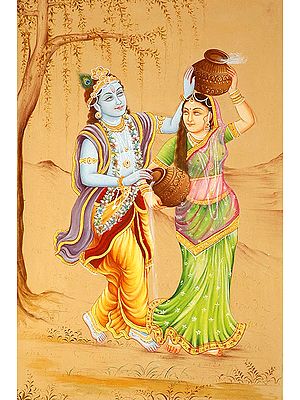 Krishna Teases a Gopi on the Banks of Yamuna
