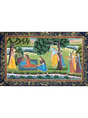 Krishna Watches as Radha's is 'Cooled' by Her Friends