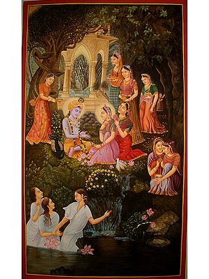 Krishna with Gopis on the Banks of the Yamuna at Vrindavan