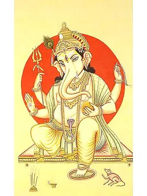 Lord Ganesha with Red Aureole
