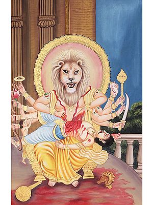 Lord Narasimha Killing the Demon Hiranyakashipu