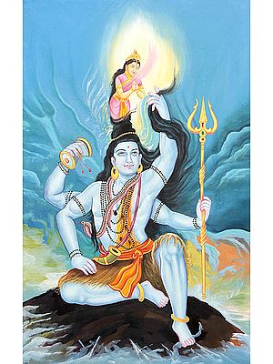 Lord Shiva Holding River Goddess Ganga into His Matted Hair