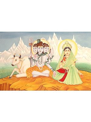 Panch-mukha Sadashiva with His Consort Parvati
