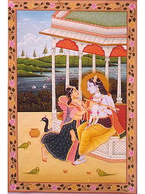 Radha Requests Krishna to Play his Flute