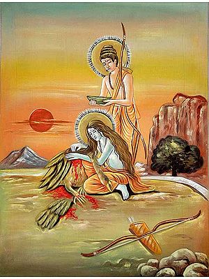 Rama and Lakshmana wash the Wounds of Jatayu