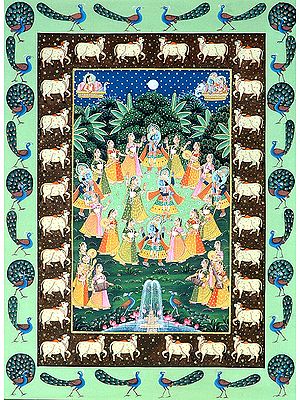 Rasa Lila Framed by Cows and Peacocks