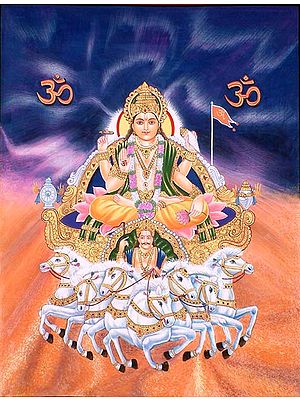 Surya on the Seven Horse Chariot, with Dawn as His Charioteer