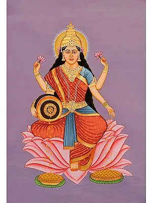 Goddess Lakshmi | Watercolor painting on Silk