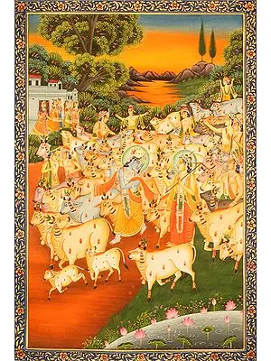 Krishna-Balarama and the Cowherds of Vrindavana