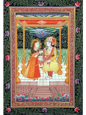Winning Krishna with Flowers