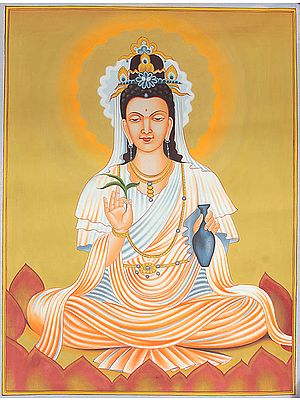 Kuan Yin - Goddess of Compassion Holding a Willow and the Vase of Divine Nectar