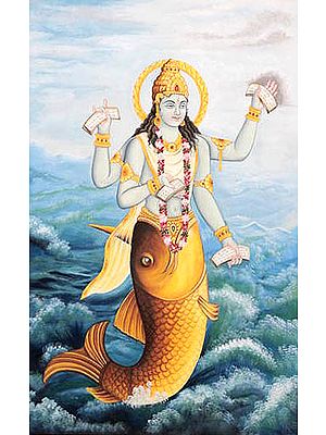 Matsya Avatar of Lord Vishnu Holding the Four Vedas