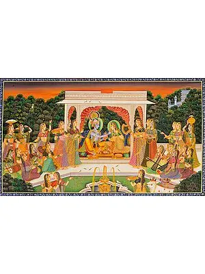 Krishna Feeding a Coy Radha