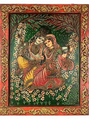 Radha Krishna on a Swing of Flowers