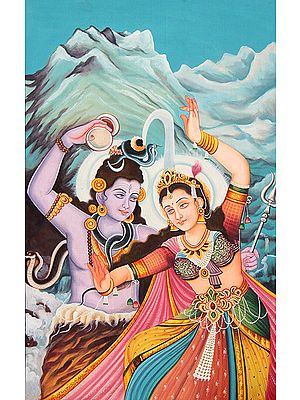 Ash-Smeared Lord Shiva Dancing with Mother Parvati