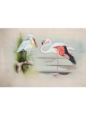 Birds Watercolor Painting on Silk Fabric