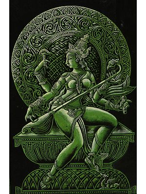 Goddess Saraswati Playing a Veena