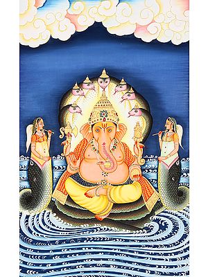Lord Ganesha Seated on Sheshnag