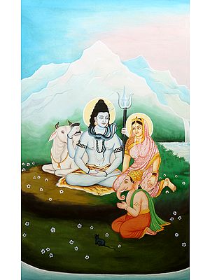 Ganesha Offering Prayer to His Parents - Shiva and Parvati