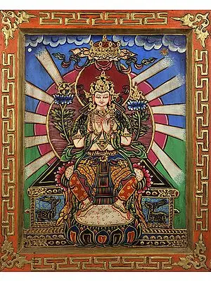 Enthroned Future Buddha Maitreya in Trayatrimsa Heaven