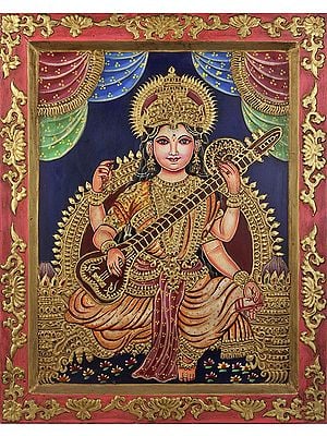 Goddess Saraswati Adorned in Rich Silk