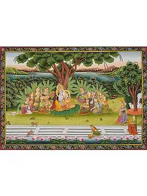 Radha-Krishna with Gopis Performing Music