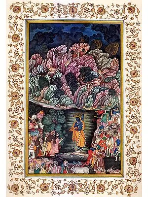 Lord Krishna Lifts Mount Govardhan