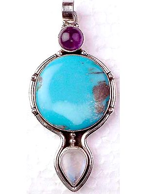 Amethyst Turquoise and Moonstone Pendant