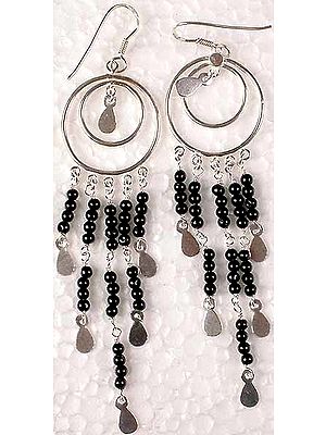 Black Onyx Hoop Earrings