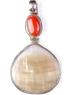 Hinged Shell Pendant with Coral