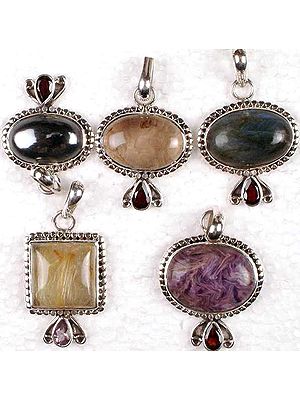 Lot of Five Two Stone Pendants